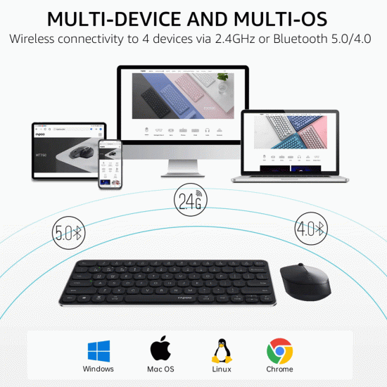 Rapoo 9010M Multi-mode wireless connection Keybaord + Mouse