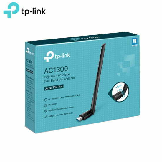 TP link Archer T3U Plus AC1300 High Gain Wireless Dual Band USB Adapter