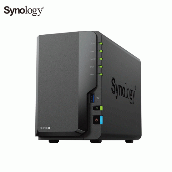 Synology DiskStation DS224+ 2Bays NAS, RAM 2GB(Up to 6GB)