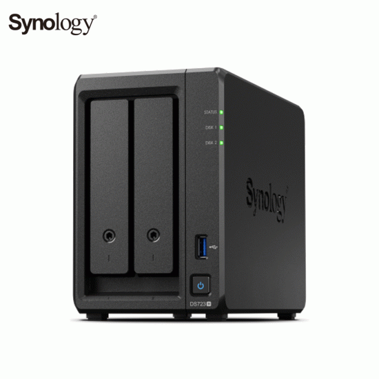 Synology DiskStation DS723+ 2Bays NAS (Up to 7Bays), RAM 2GB(Up to 32GB), Built-in M.2 Drive 2Slots